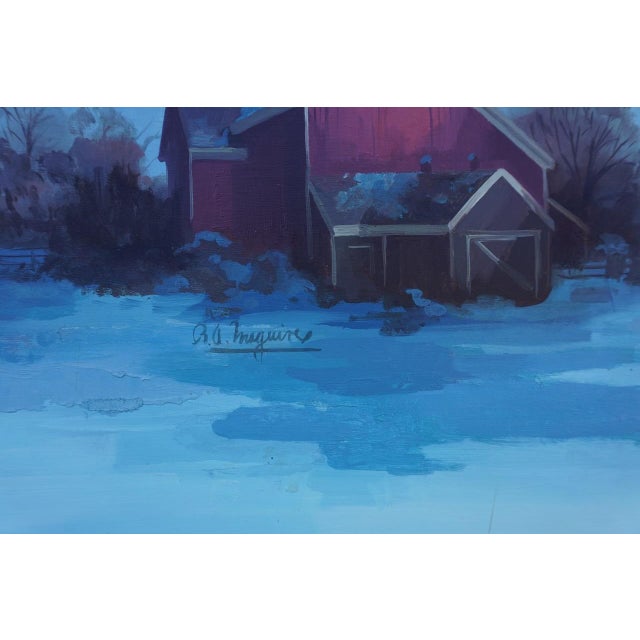 Mid 20th Century Robert Albert Maguire Lovers in a Winter Landscape Oil Painting on Board For Sale In Los Angeles - Image 6 of 6