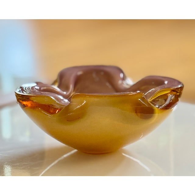 Mid-Century Modern Alfredo Barbini Mid-Century Murano Cased Art Glass Biomorphic "Geode" Bowl/Ashtray For Sale - Image 3 of 14
