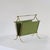 Elegant Mid Century Magazine Rack in Patinated Brass and Green Fabric. A very elegant mid century magazine rack / stand in...