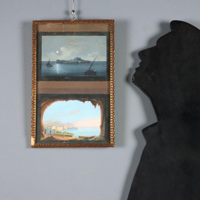 Gouache on paper. Neapolitan school, late 19th century. Two postcards of famous tourist destinations, one with a view of...