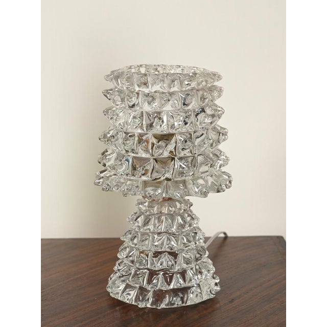Rostrato Murano Glass and Brass Table Lamp from Barovier, Italy 1940s For Sale - Image 9 of 12