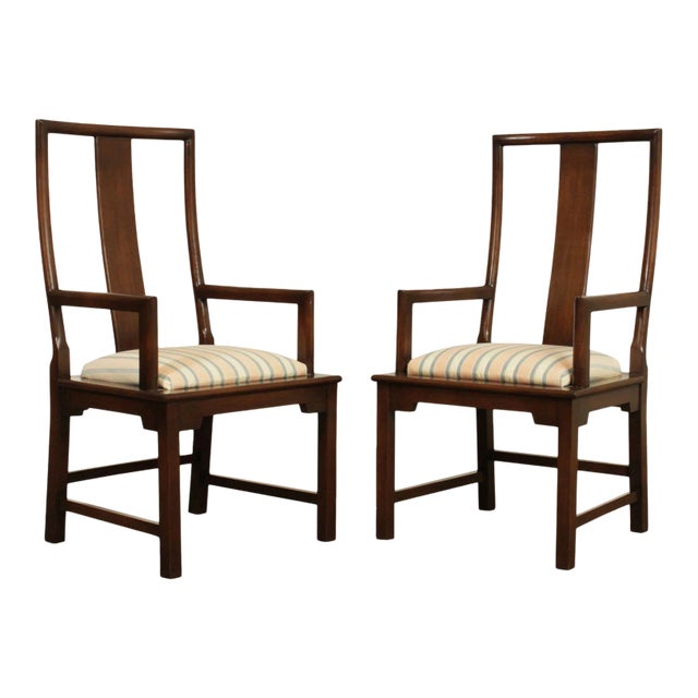 Martin Industries Vintage Pair Asian Yoke Back Armchairs For Sale