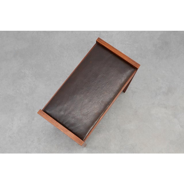Art Deco Walnut Stool with Leather Seat, Belgium, 1925 For Sale - Image 6 of 11