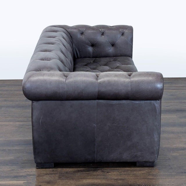 Restoration Hardware Restoration Hardware Chesterfield 3-Seat Tufted Leather Sofa For Sale - Image 4 of 9