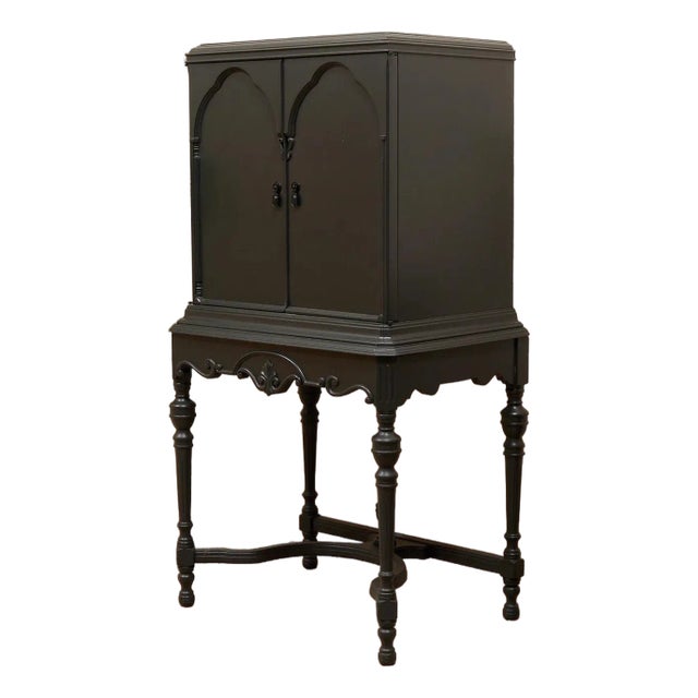 Dark Green Antique Bar Hutch For Sale