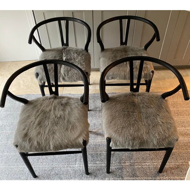 FurCovered Hans Wegner Style Wishbone Chair Set of 4 Chairish