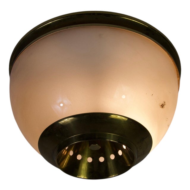LSP3 Flush Mount in Brass and Glass by Luigi Caccia Dominioni for Azucena, 1960s For Sale