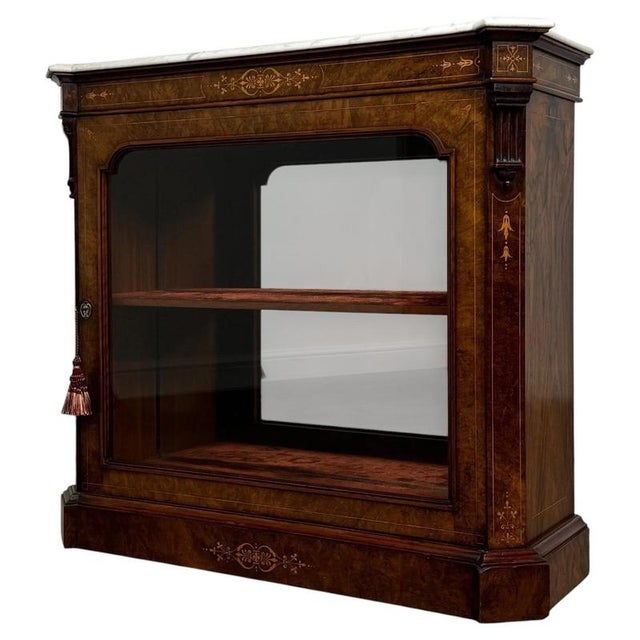 2000 - 2009 Antique Pier Cabinet in Walnut with Marble Top, 1800s For Sale - Image 5 of 11