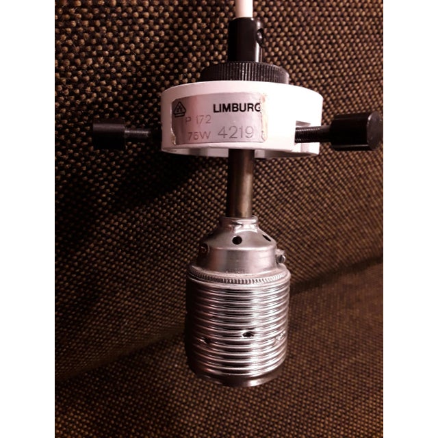 Metal Vintage White Glass Model 4219 Ceiling Lamp from Limburg, 1970s For Sale - Image 7 of 9