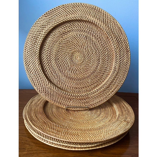 Rattan Honey Blond Woven Chargers/Placemats-Set 4 For Sale In New York - Image 6 of 6