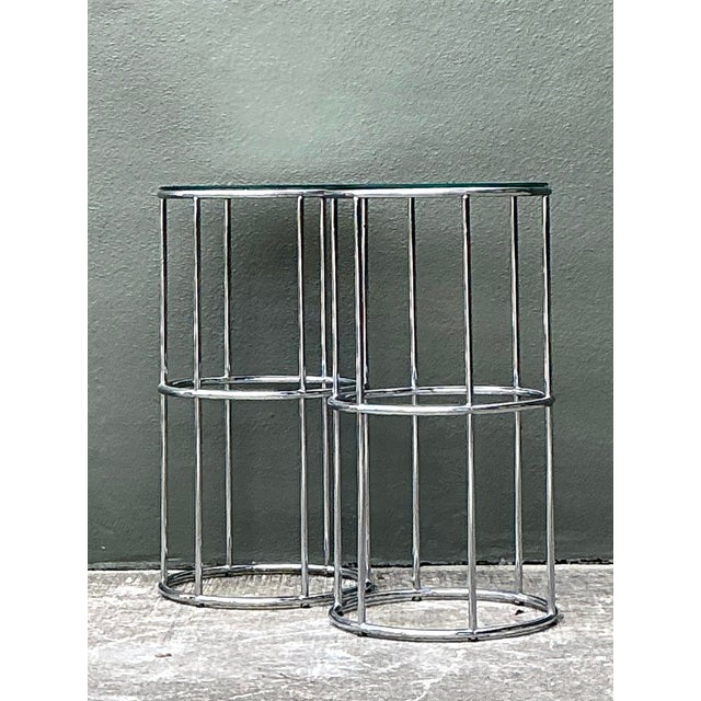 Mid-Century Modern Vintage Polished Chrome Pedestals - A Pair For Sale - Image 3 of 12