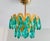 1960s Luxury Mini Brass Chandelier With Turquoise Crystal Drops, Starburst Shadow Ceiling Projection Light, Restored Antique Style Light Fixture For Sale - Image 4 of 18
