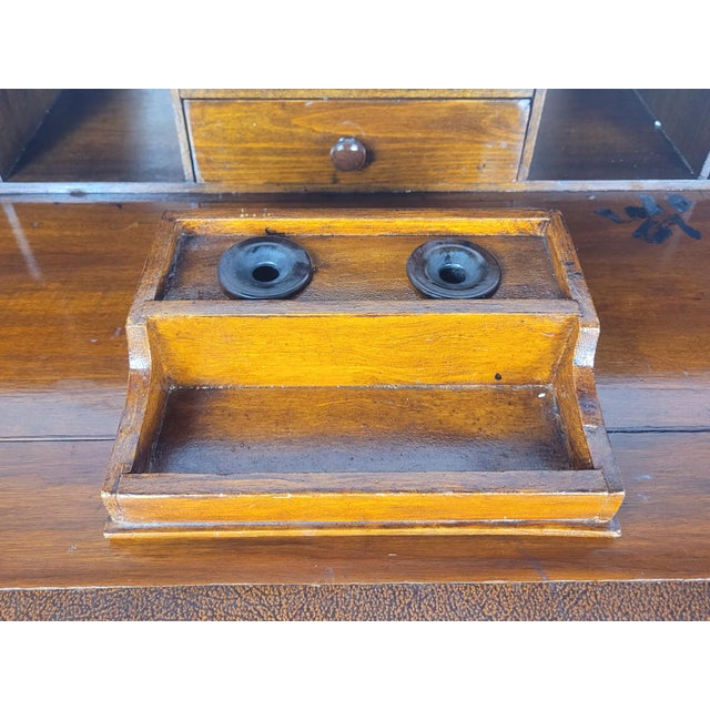 Vintage Secretaire in Teak and Leather, 1930s For Sale - Image 10 of 18