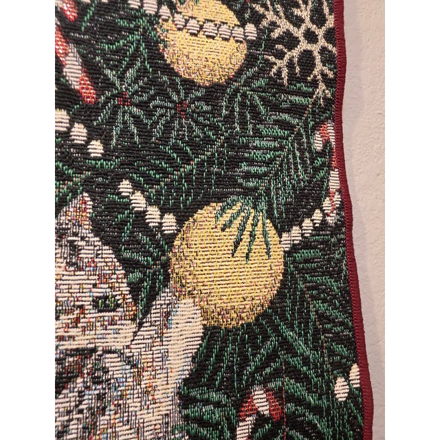 Late 20th Century Woven Tapestry Holiday Cats Bell Pull Wall Hanging For Sale - Image 10 of 12