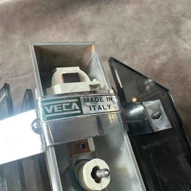 Gray 1960s Space Age Gray Glass and Steel Wall Sconces by Veca For Sale - Image 8 of 13