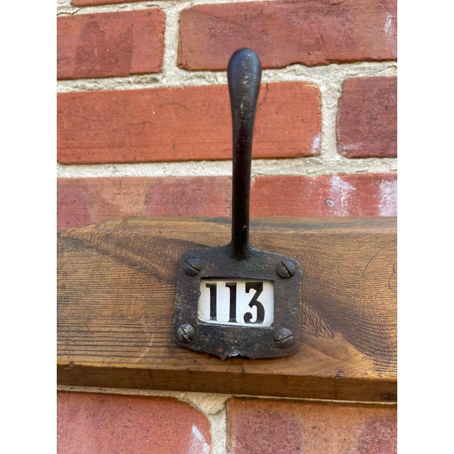 Antique English Yellow Pine Cast Iron Wooden Coat Rail 1890s For Sale - Image 4 of 8