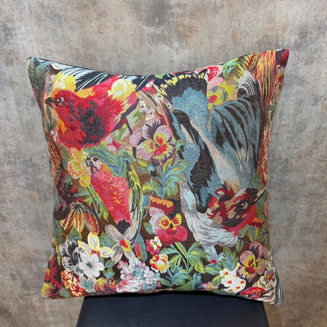 Jungle Bird Woven Cushion Cover For Sale - Image 4 of 12