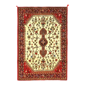 2020s Ivory Hand Knotted Persian Afshar Rug