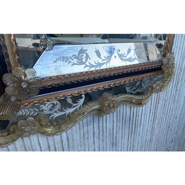 18th Century Crest Top Venetian Rectangular Mirror, Handmade and Hand Silvered For Sale - Image 13 of 18
