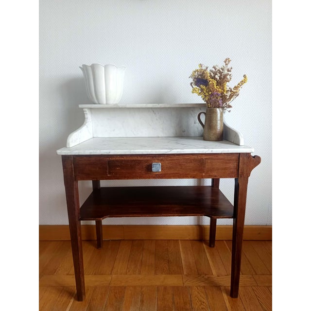 Country House Dressing Table in Wood and Marble, 1940s For Sale - Image 10 of 11