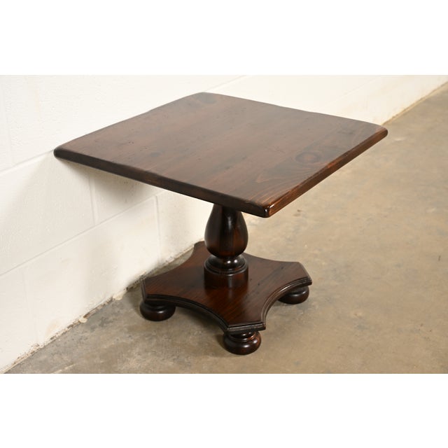 1970s Ethan Allen Rustic European Solid Pine Pedestal Side Table or Cocktail Table, Circa 1970s For Sale - Image 5 of 13