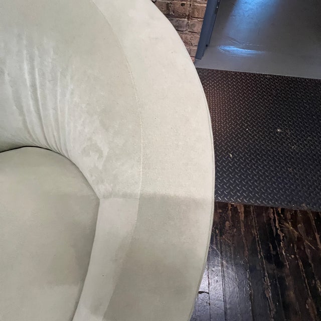 Mid 20th Century Pair of Vladimir Kagan Style Nautilus Swivel Chairs in Ultrasuede For Sale - Image 11 of 11