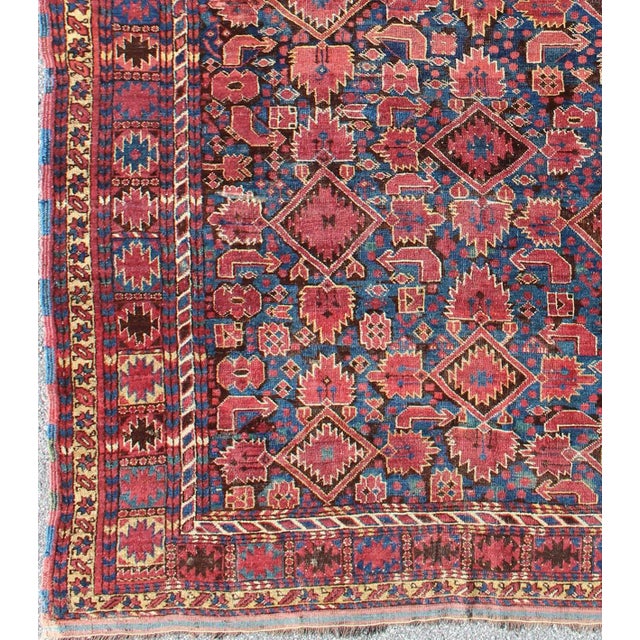 Antique Beshir/Bashir Rug from Mid 19th Century in Blue, Red, Brown, Turkmenistan rug . Bashir rugs primarily were woven...