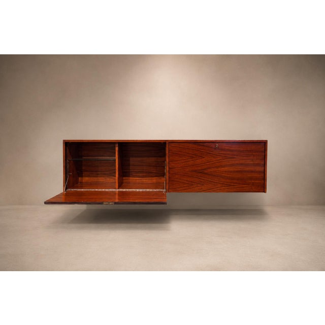 Carlo Hauner Brazilian Modern Floating Bar / Sideboard in Hardwood by Carlo Hauner, 1950s For Sale - Image 4 of 18