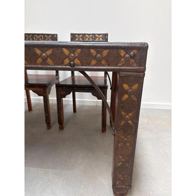 Antique Indian Dining Table and Chairs, Set of 6 For Sale - Image 3 of 6