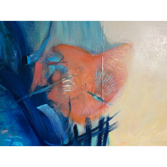 Julia Musson-Laboureau, Large Blue, 1982, Oil on Canvas For Sale - Image 3 of 11