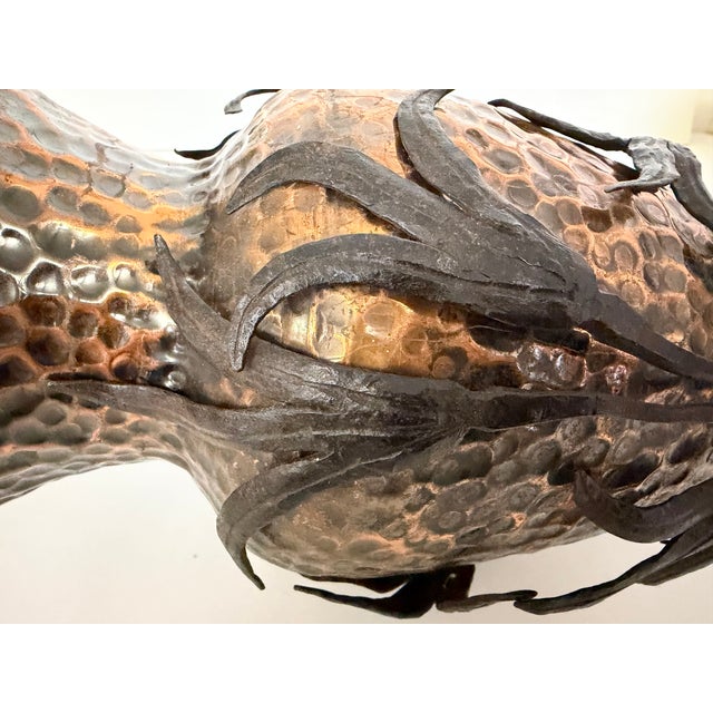 Copper Vase with Wrought Iron Snake and Leaves attributed to Alessandro Mazzucotelli, 1890s For Sale - Image 14 of 15