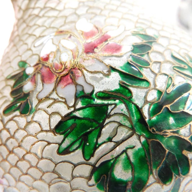 1920s Pair of Small Plique-A-Jour Vases For Sale - Image 9 of 10