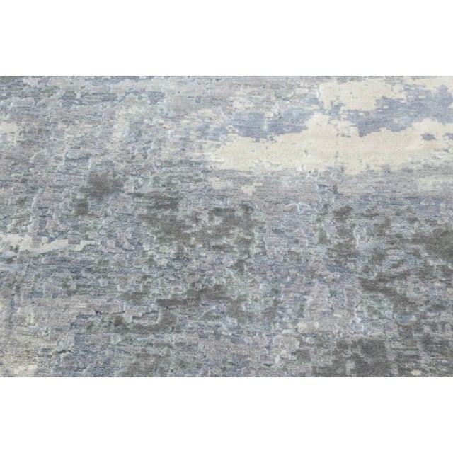 Contemporary North Star Blue and Grey Hand Knotted Silk Rug by Doris Leslie Blau For Sale - Image 4 of 6