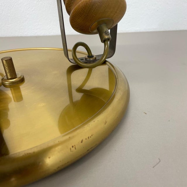 Metal Modern Three-Spot Brass and Oak Ceiling Light from Temde Lights, 1970s For Sale - Image 7 of 18