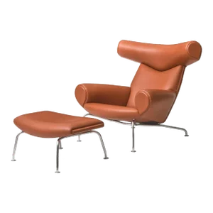 Danish Mid-Century Modern Ox Lounge Chair and Ottoman by Hans Wegner, Jørgensen