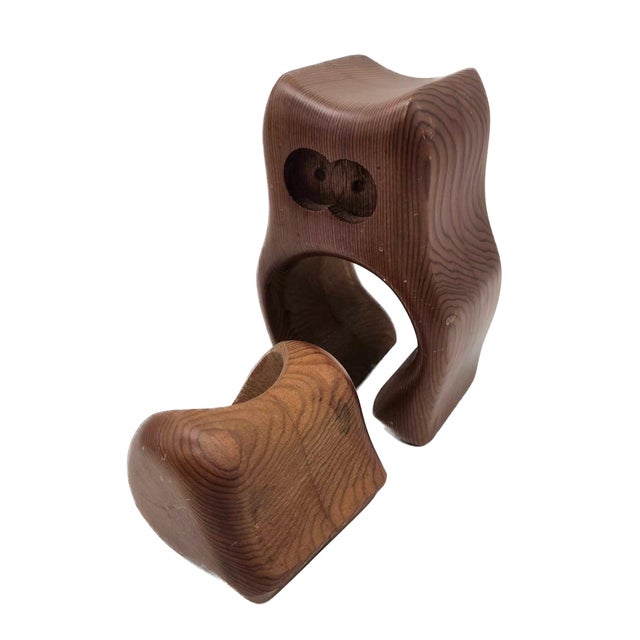 1970s Fred & Marilyn Buss Handcrafted Redwood Owl Figurine Stash Box For Sale In Miami - Image 6 of 12