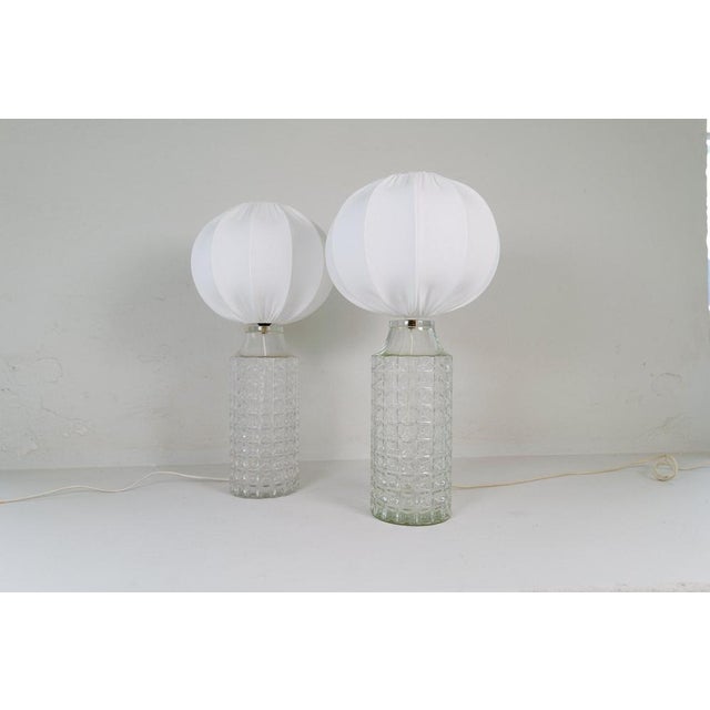 Orrefors Mid-Century Modern Large Glass Table Lamps Orrefors attributed to Carl Fagerlund, Sweden, 1970s, Set of 2 For Sale - Image 4 of 11