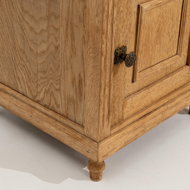 Pair Of Oak Side Tables With Marble Tops For Sale - Image 4 of 9
