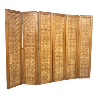 Six Panels Rattan Room Ore Screen Divider. For Sale