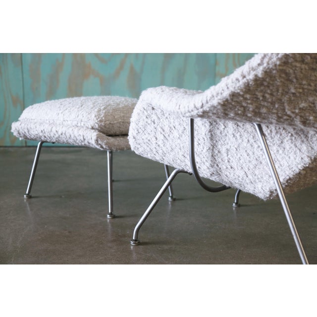 1960s White Attributed Knoll Womb Chair and Ottoman Holly Hunt Eero Saarinen Mid Century Modern For Sale - Image 4 of 13