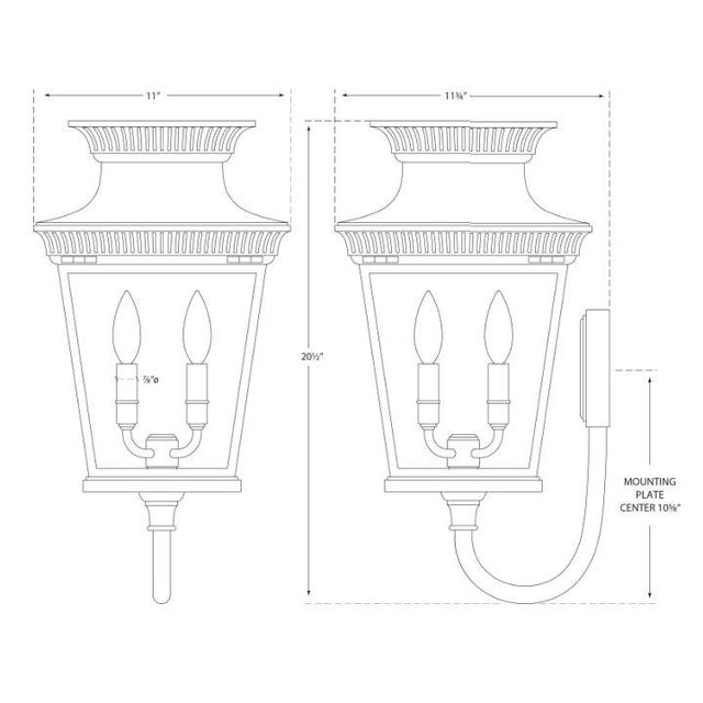 Traditional Chapman & Myers for Visual Comfort Signature Elsinore Medium Bracket Lantern in Weathered Zinc with Clear Glass For Sale - Image 3 of 3