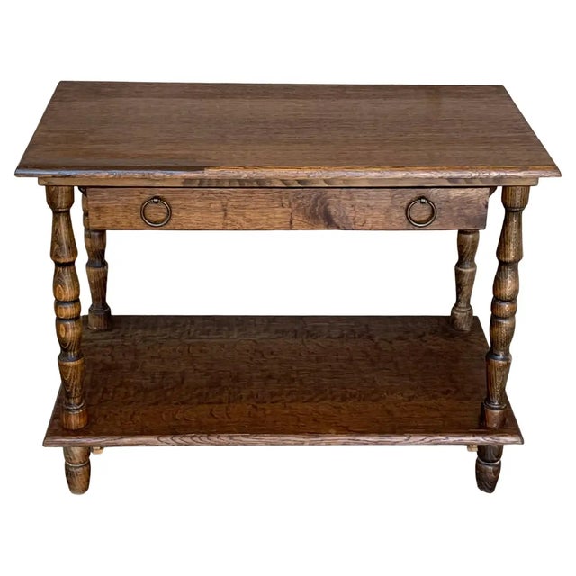 Spanish Country Pine Side Table With Drawer and Low Shelve For Sale - Image 13 of 13