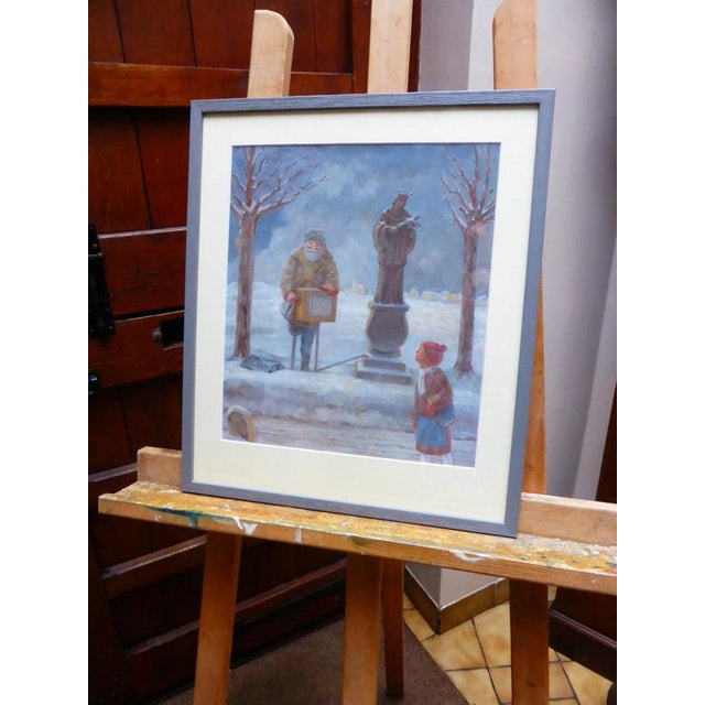 Walk in the Park, Watercolour by Joseph Otto Flatter, circa 1960 Material: Watercolour on Paper, Glass, Frame A charming...