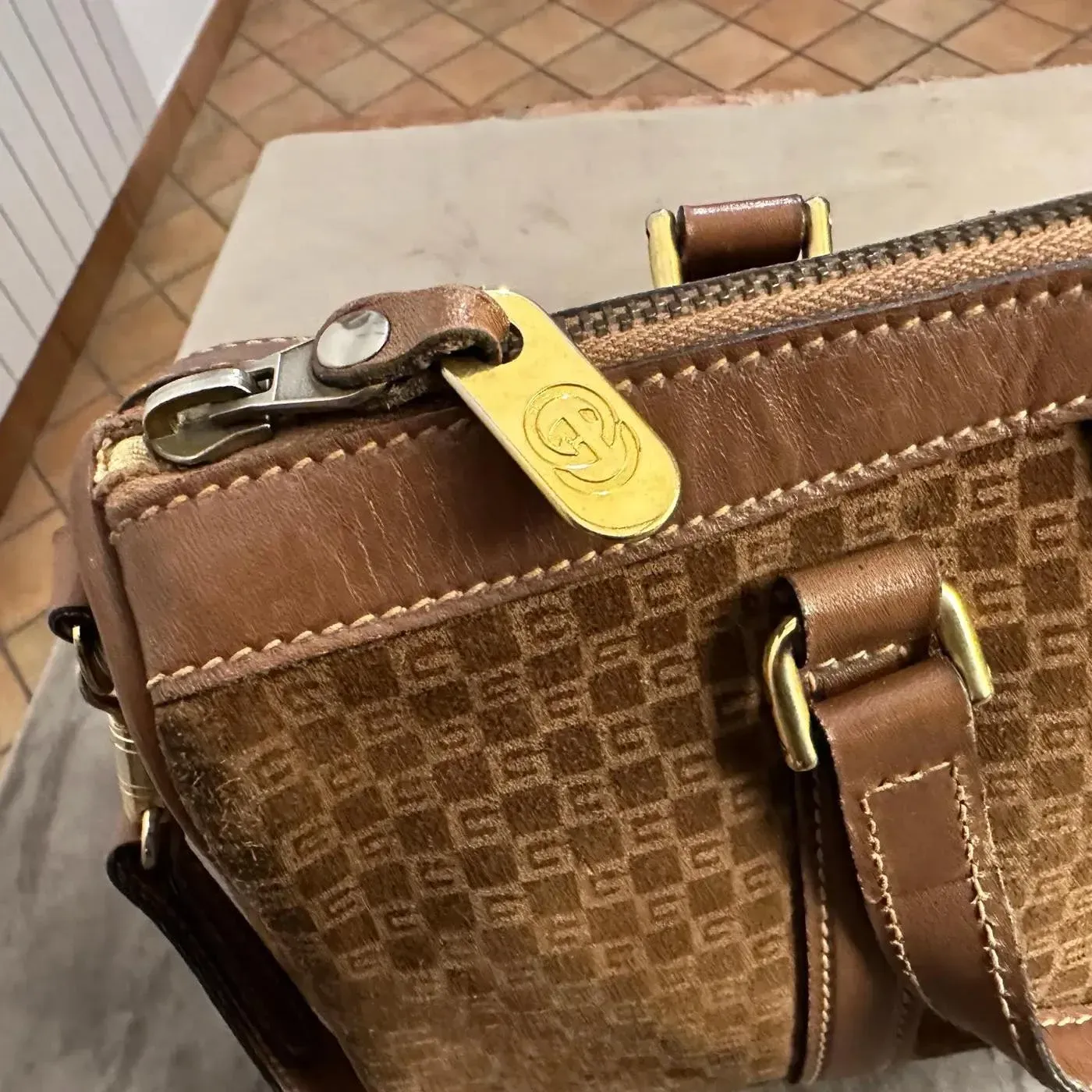 1980s Brown Leather Shoulder Bag by Gucci | Chairish