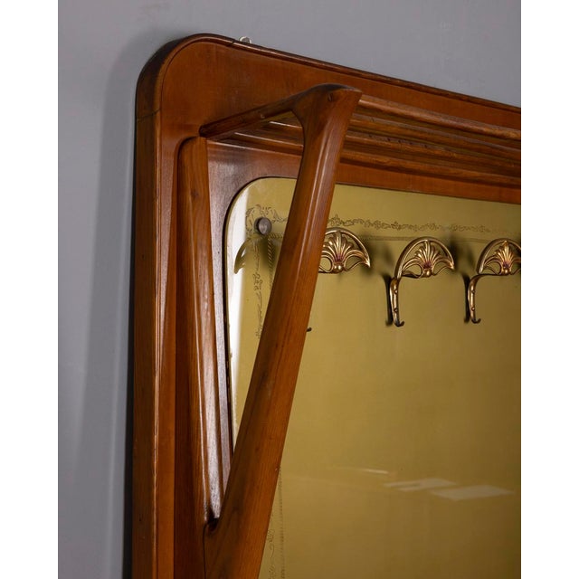 Vintage Italian Wall Coat Rack in Wood and Decorated Glass, 1950s For Sale - Image 6 of 18