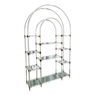 Hollywood Regency Acrylic Glass and Brass Shelf by Charles Hollis Jones, United States, 1970s For Sale