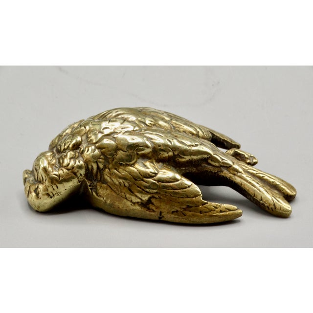 Bronze Gilt Bronze Sparrow Bird Sculpture Paperweight Attributed to Comoléra For Sale - Image 8 of 8