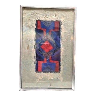 Donna Prichard - Modern Geometric Fiber Art - Professionally Framed - Bold Colors 6 X 10.25" For Sale
