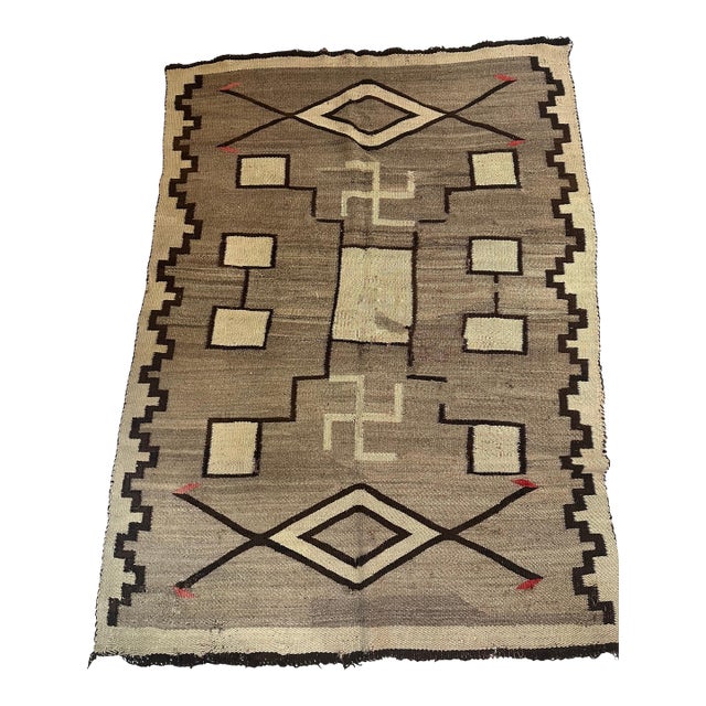 1900s, Handmade Antique Native-American Navajo Rug 4' X 5.10' For Sale