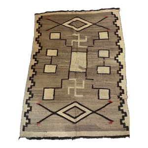 1900s, Handmade Antique Native-American Navajo Rug 4' X 5.10'